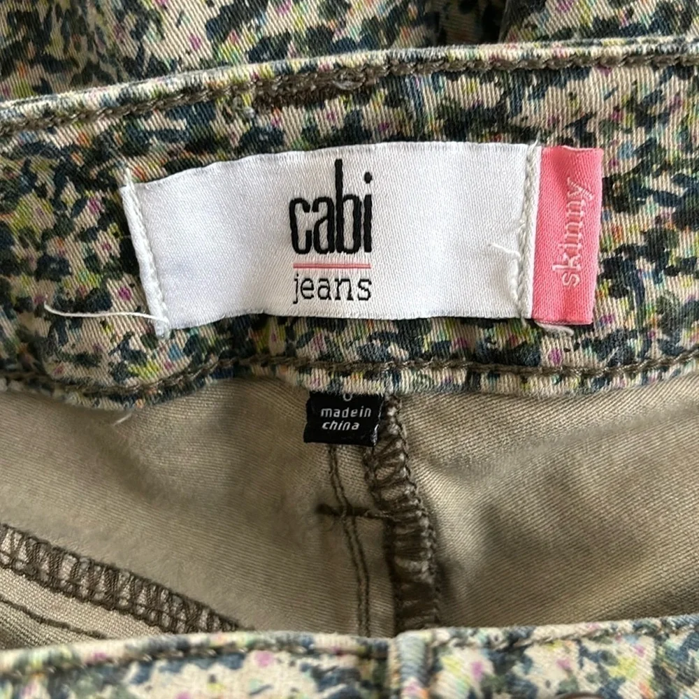 Cabi Abstract Floral Print Jeans Green Size 0